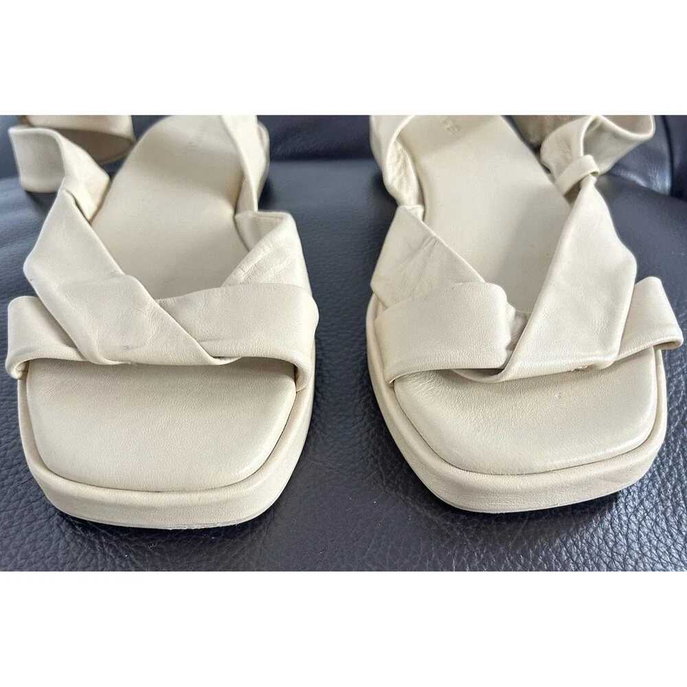 Vince Reza Ankle Strap Sandals Soft Leather Cream Col Sz 39 EU/9 M